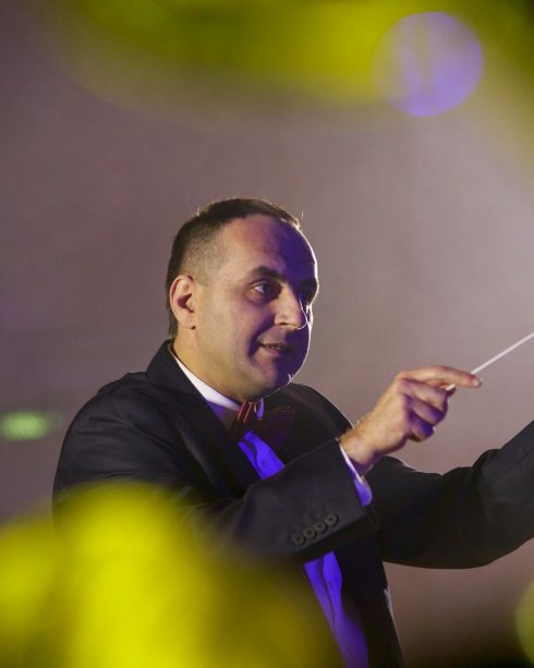 Choir director conducting